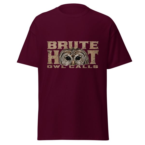 unisex-classic-tee-maroon-front-6a3812f3c7306.jpg Brute Hoot Eyes (Graphic Tee)