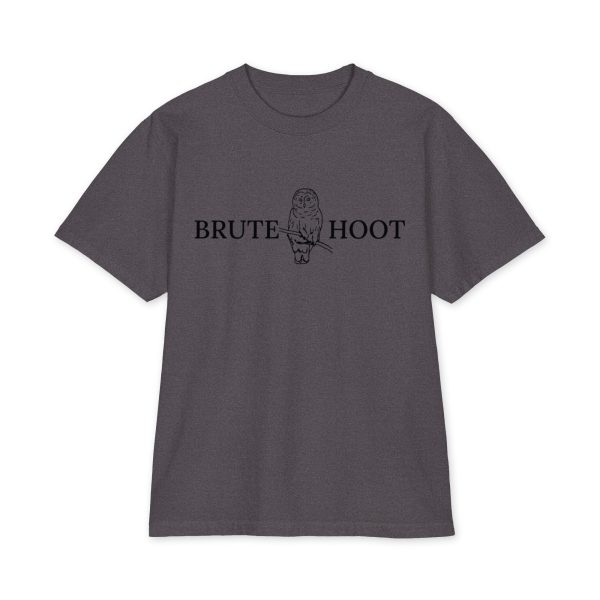 unisex-max-heavyweight-short-sleeve-charcoal-grey-front-6a932a699af5f.jpg Oversized Brute Hoot Graphic Tee "Good Hootin Makes Em Gobble"