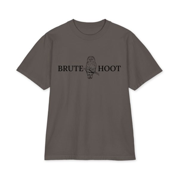 unisex-max-heavyweight-short-sleeve-dark-grey-front-6a932a699afcc.jpg Oversized Brute Hoot Graphic Tee "Good Hootin Makes Em Gobble"