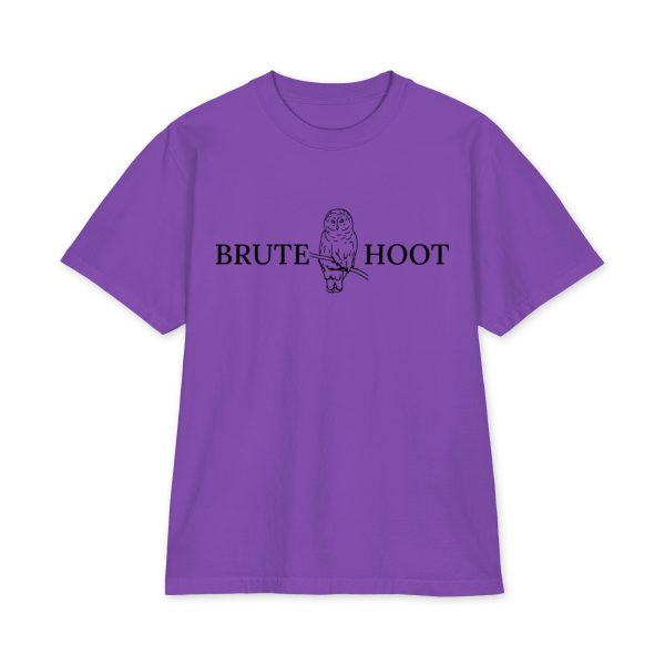 unisex-max-heavyweight-short-sleeve-purple-front-6a932a699b0ca.jpg Oversized Brute Hoot Graphic Tee "Good Hootin Makes Em Gobble"