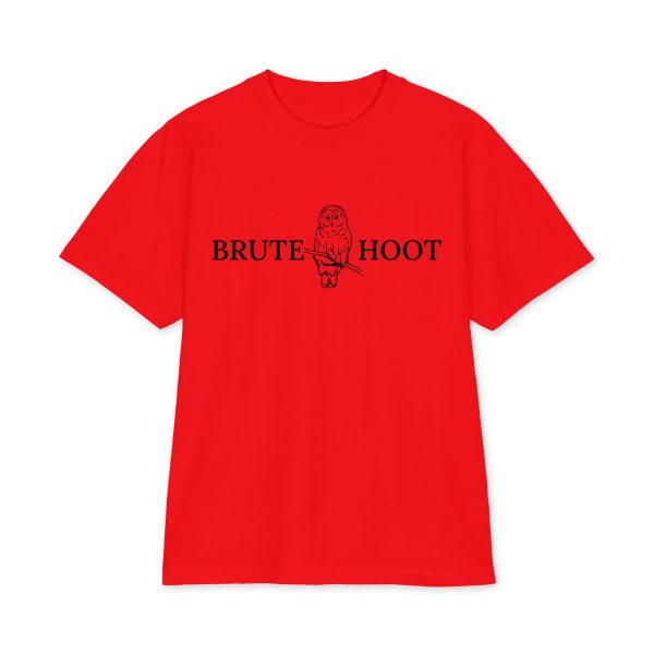 unisex-max-heavyweight-short-sleeve-red-front-6a932a699b0eb.jpg Oversized Brute Hoot Graphic Tee "Good Hootin Makes Em Gobble"