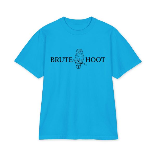 unisex-max-heavyweight-short-sleeve-turquoise-front-6a932a699b13b.jpg Oversized Brute Hoot Graphic Tee "Good Hootin Makes Em Gobble"
