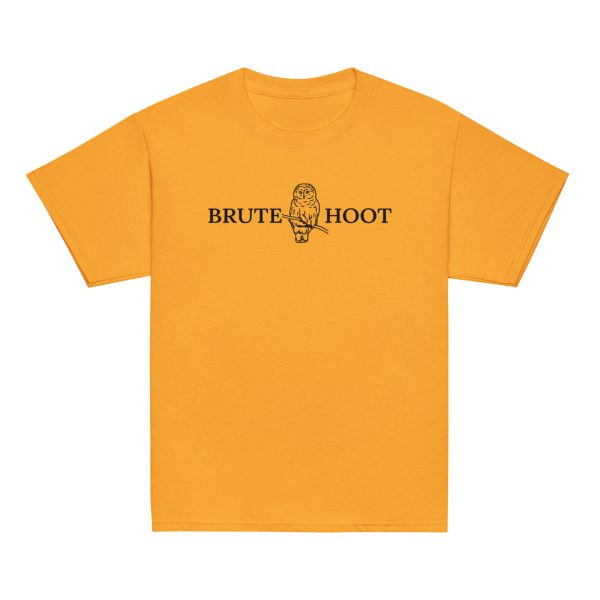 youth-classic-tee-gold-front-6a932faf3d0f3.jpg Youth Brute Hoot with Back Logo